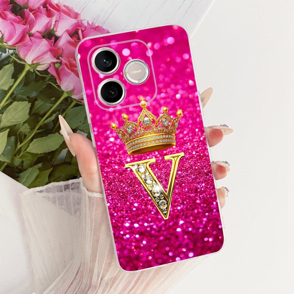 Transparente Hülle für Honor 500 Smart Cover Luxus A-Z Buchstaben Mode Cool Krone Weiche Hülle für Honor 500Smart