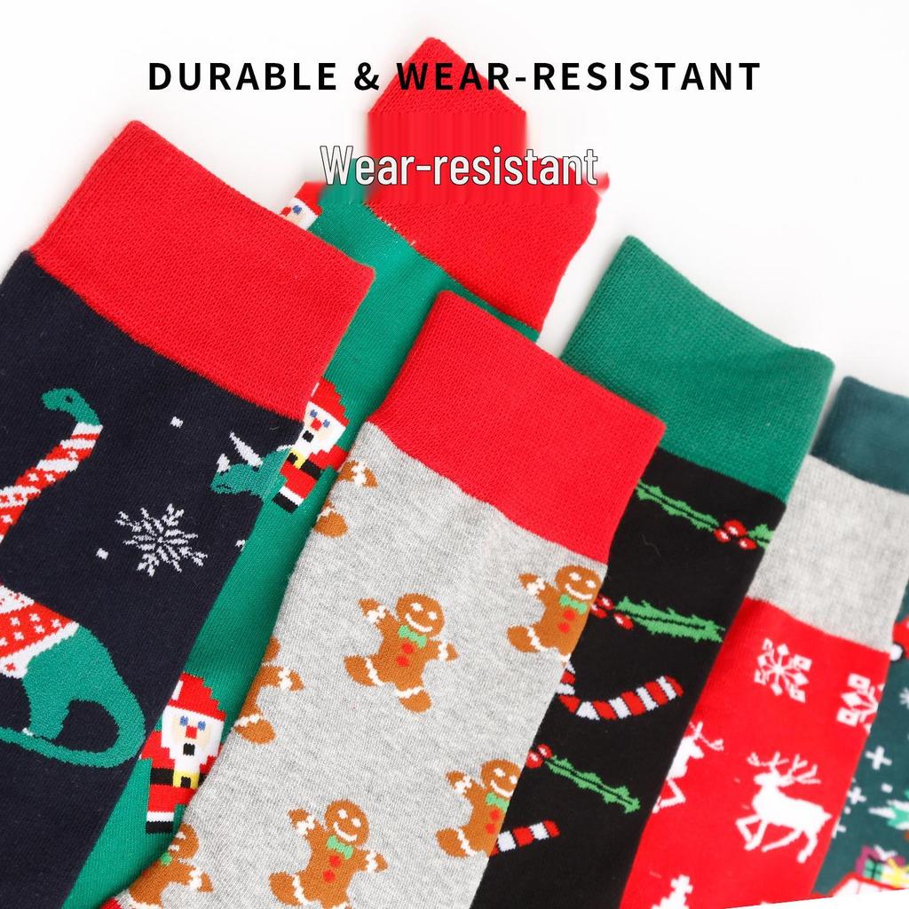 Festive Mid-Calf Cotton Socks: New Trendy Colorful Christmas Men's Plus Size Casual Socks