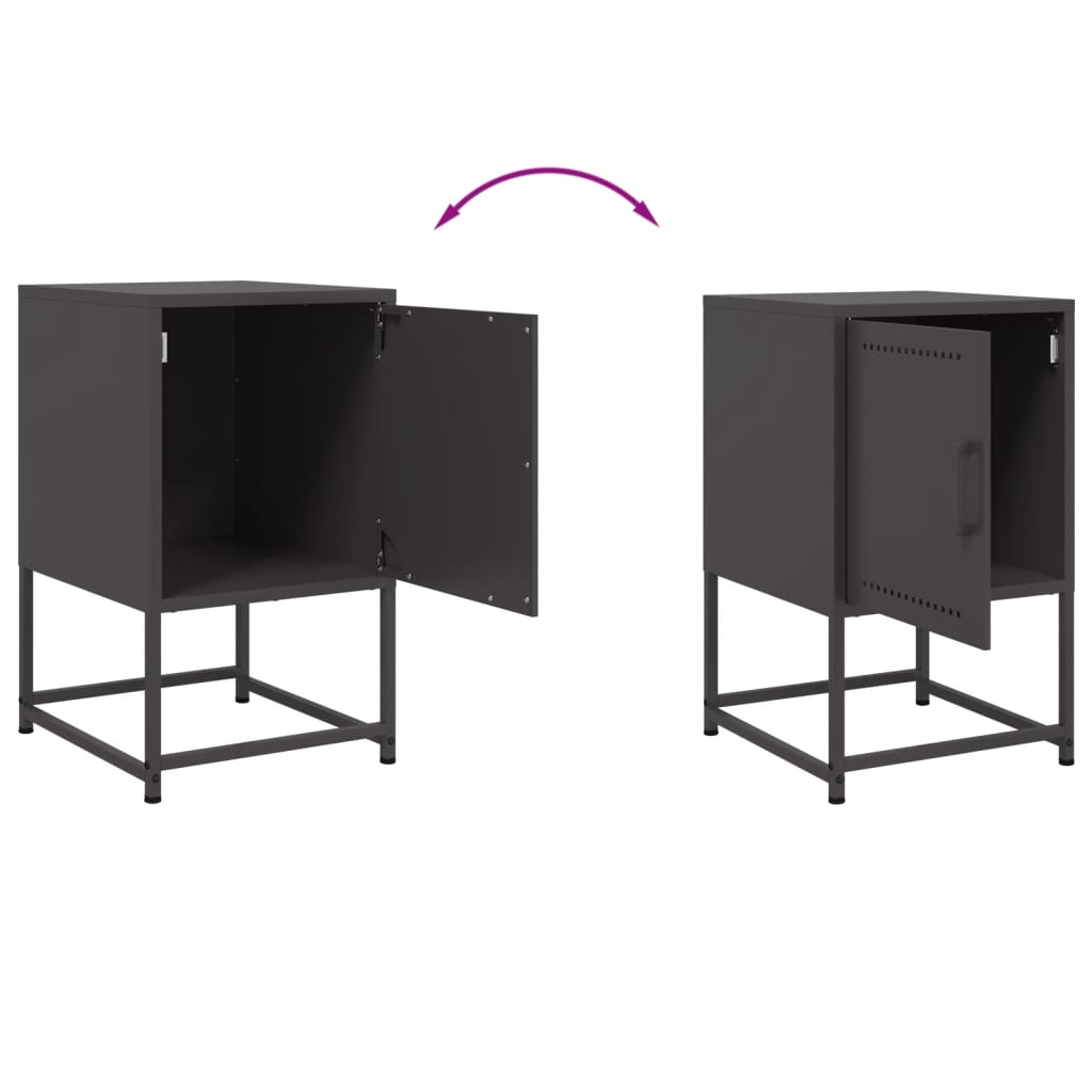 Nightstand Black 36x39x60.5 Cm Steel