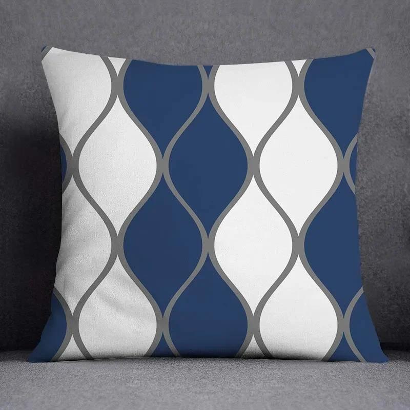45x45CM Cushion Cover Geometric Pattern Polyester Blue Grey Pillowcase Upholstery Sofa Cushion Throw Pillow Home Decor Pillowcas