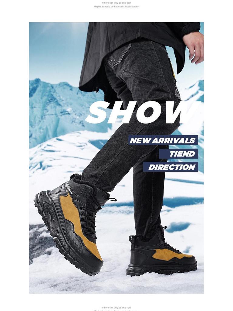 2024 Men's Waterproof Cotton Snow Boots, Winter Warm Velvet Sneakers, Cold-Proof Ankle Boots