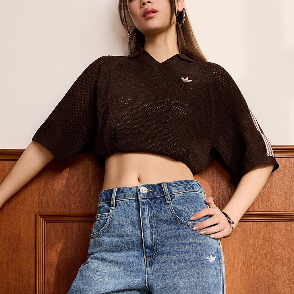 adidas Originals Logo Short Sleeve Polo Shirt Women Tops KE0198