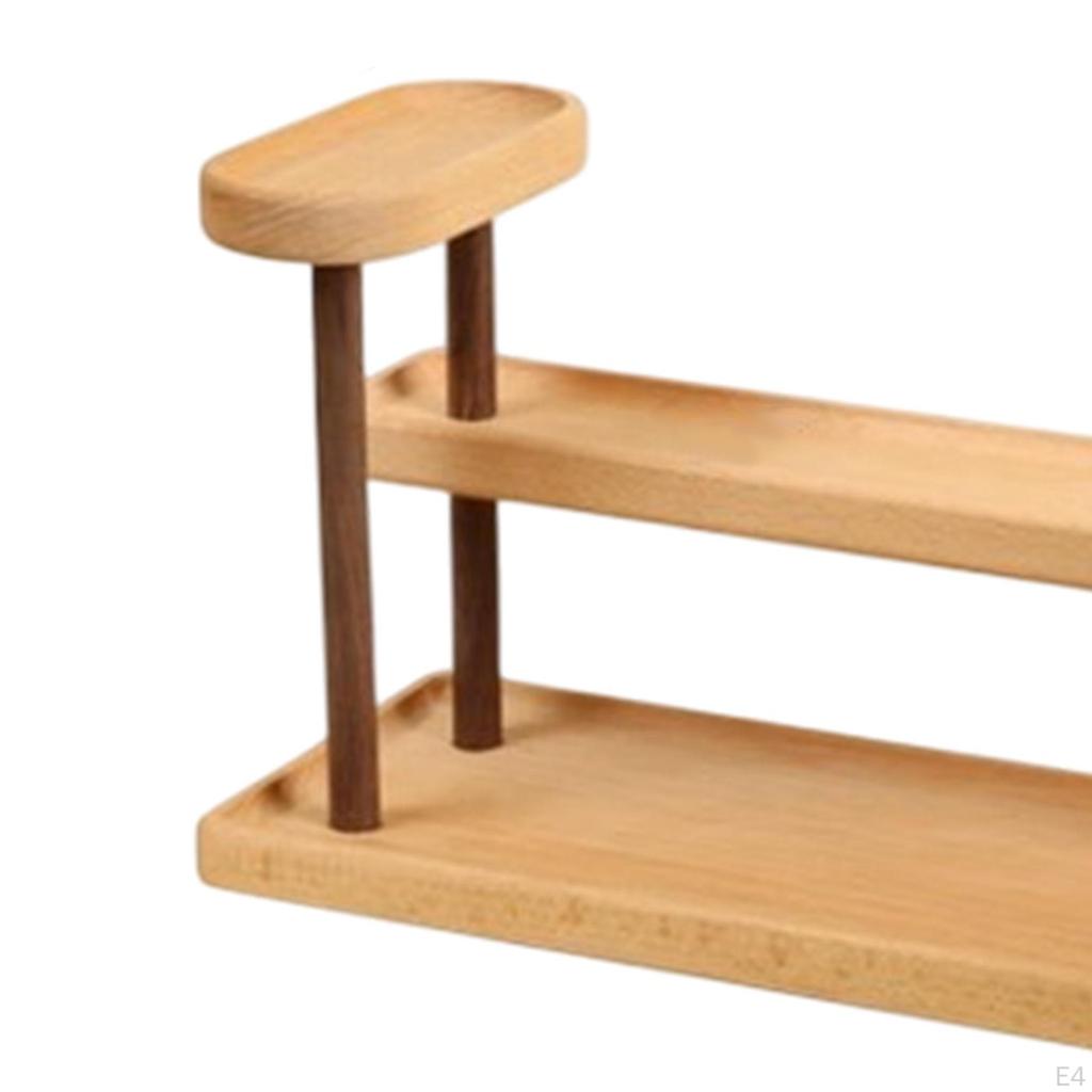 Desk Shelf Organizer 3 Tier Minimalist Small Potted Plant Stand Wooden Pedestal Display Rack