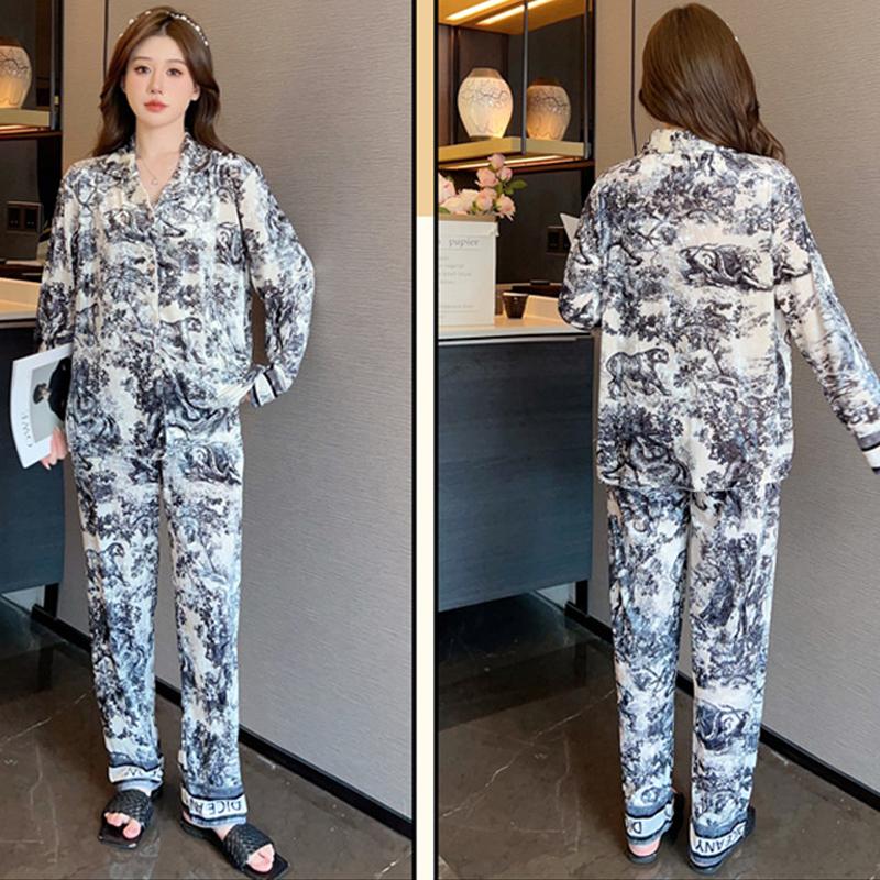 Velvet Pajamas Women Korean Style Casual Warm Long Sleeve Lapel Shirts Pants Home Clothes Two Piece Pajamas