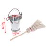 2 Pcs/Set Scale 1:12 Dollhouse Kitchen Garden Mop Bucket Creative Toys Gifts
