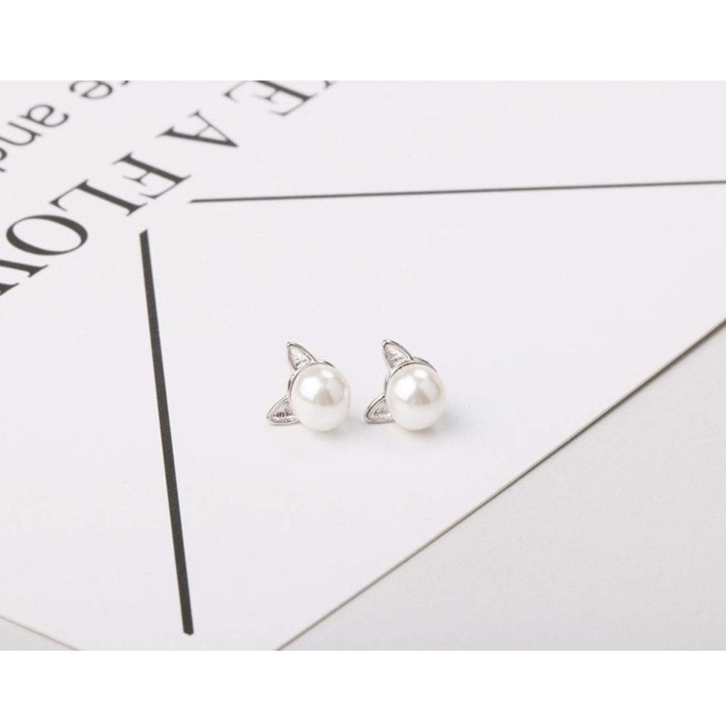 Rockyu Earrings for Popular Small Cute Pearl Small Cat Girly Set for Both Cutest Cat Fashion Accessories Women, Earrings, Cat, Hypoallergenic,