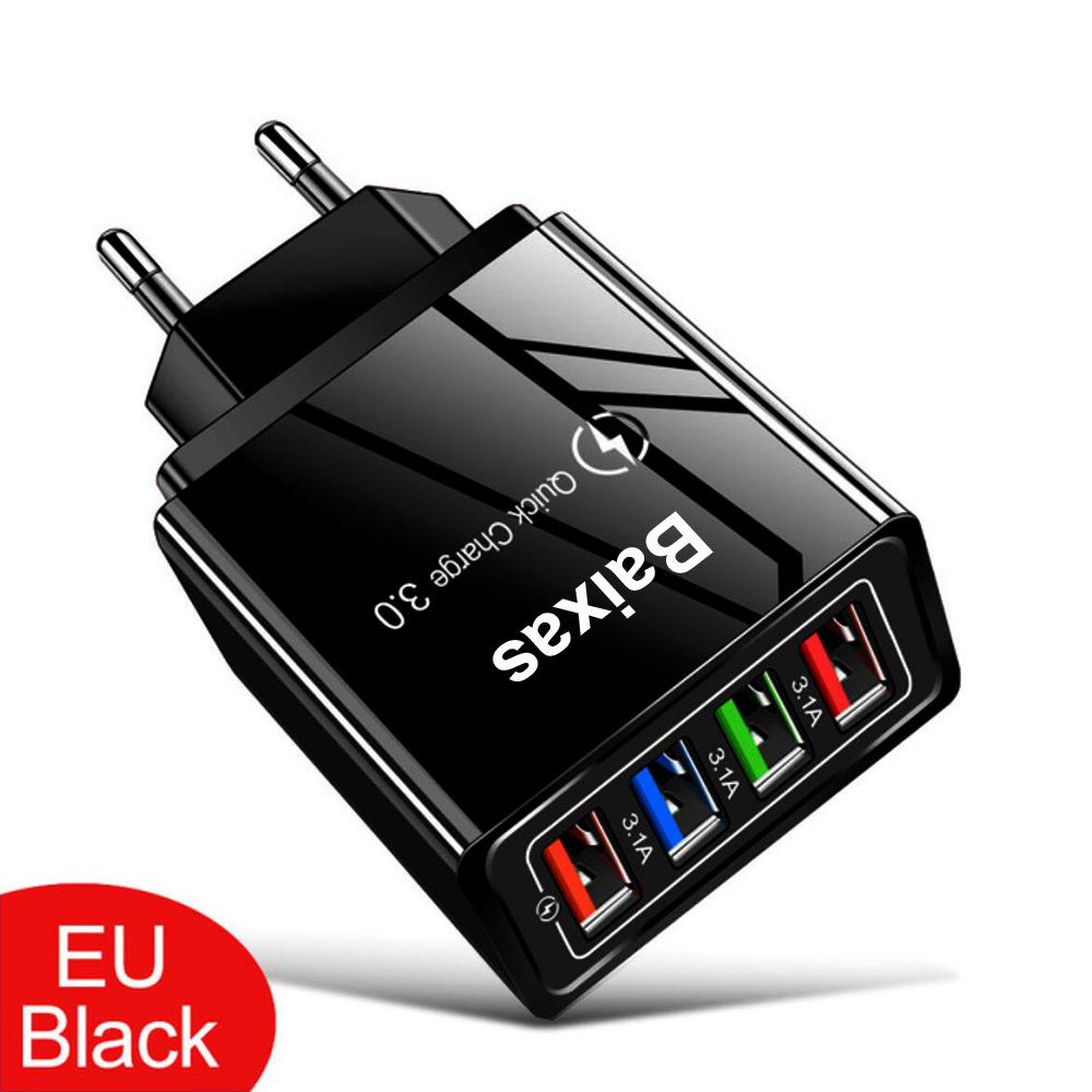 4-Port USB Mobile Charger (US/EU Standard), 3A Tablet Travel Charging Head