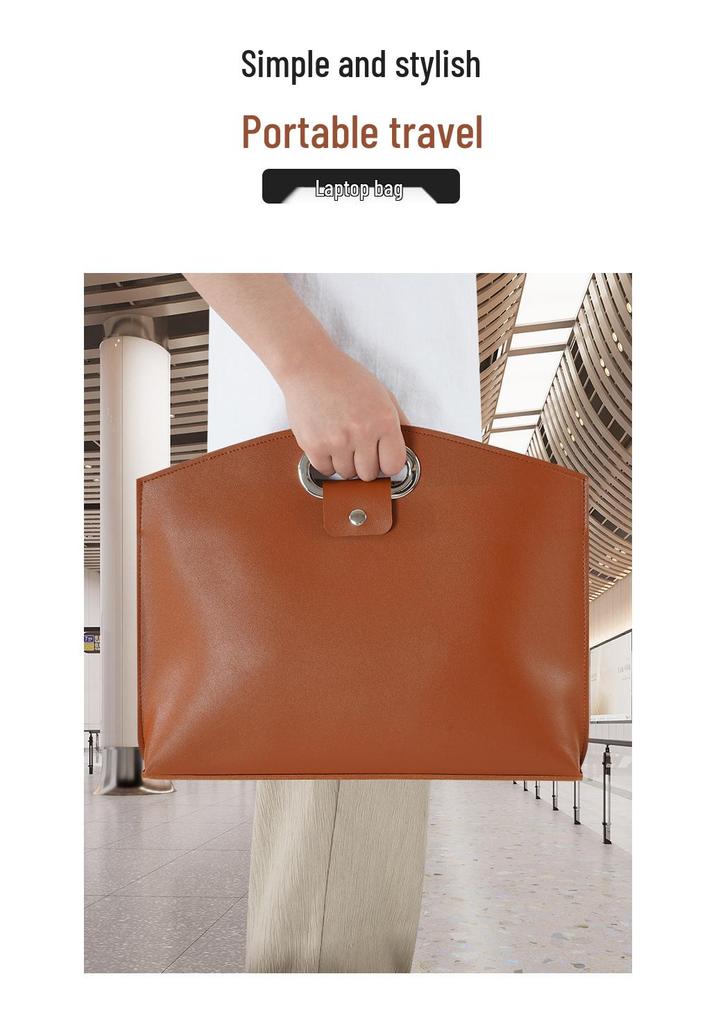 Elegant Women's Soft Leather Laptop Tote - High-End, Large Capacity, Fashionable Briefcase for Work and Commuting.