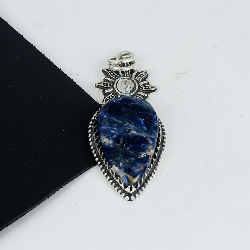 Natural Sodalite Gemstone Pendant 925 Sterling Silver- Handmade Design, Everyday Wear Jewelry, Unique Sodalite Pendant Birthday Gifts