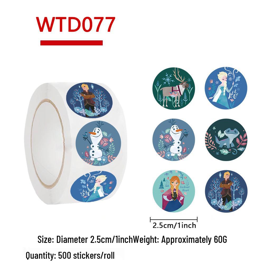 500 Frozen Cartoon Character Waterproof Roll Stickers - Self-Adhesive & Sealing