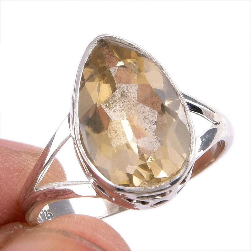 

Натуральный драгоценный камень цитрин, ручная работа, ювелирное кольцо из чистого серебра 925 пробы, размер 9,5 E4C01