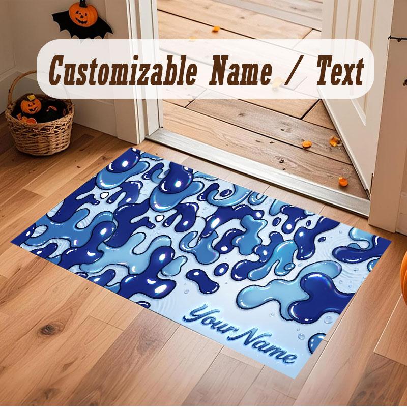 Neon Colorful Theme Crystal Velvet Floor Rug Personalized Custom Name Text Warm Carpet Home Decoration