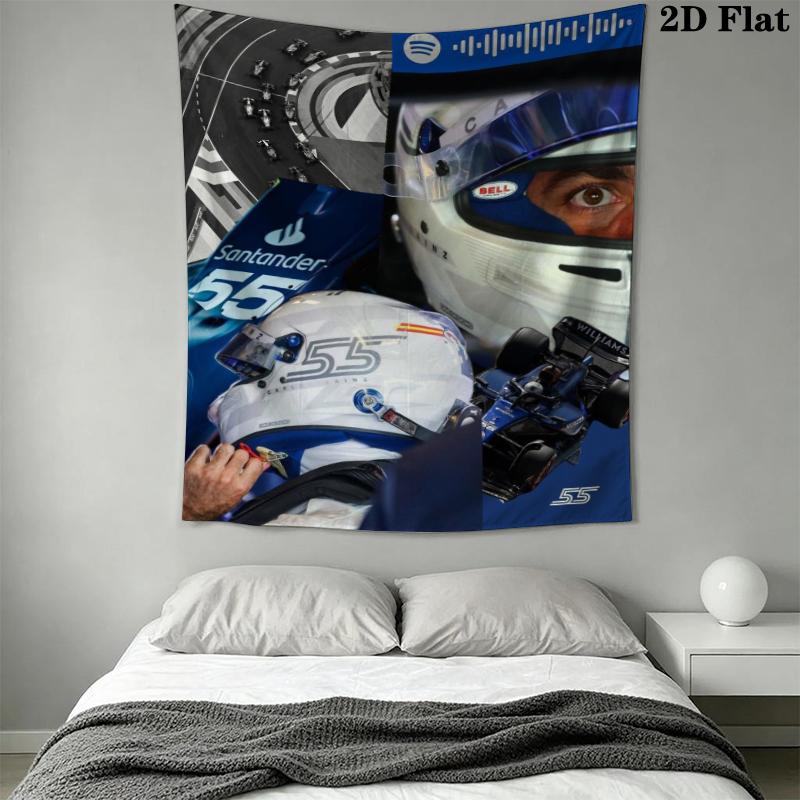Carlos Sainz Wall Tapestry Aesthetic Wall Hanging Printed Fabric Blanket Decorative Tapestries for Bedroom Living Room Home Decor