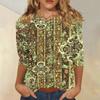 Women's Casual Loose Fit Top Three Quarter Sleeve Blouse with Fashion Printed Pattern Lightweight Comfortable Fabric