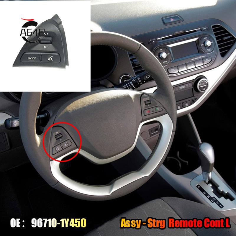 A64P-1 Piece Left Steering Wheel Remote Control Switch With Heated Wire For KIA Picanto 2011-2015 967101Y450 чёрный