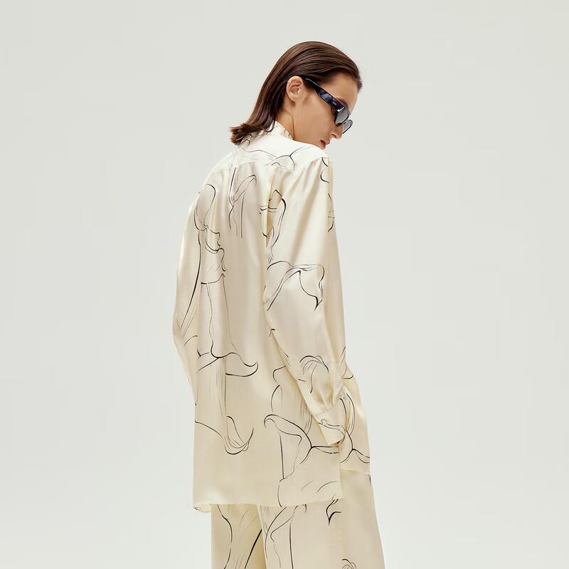 LESS 2024 Spring Two-Tone Mulberry Silk Shirt