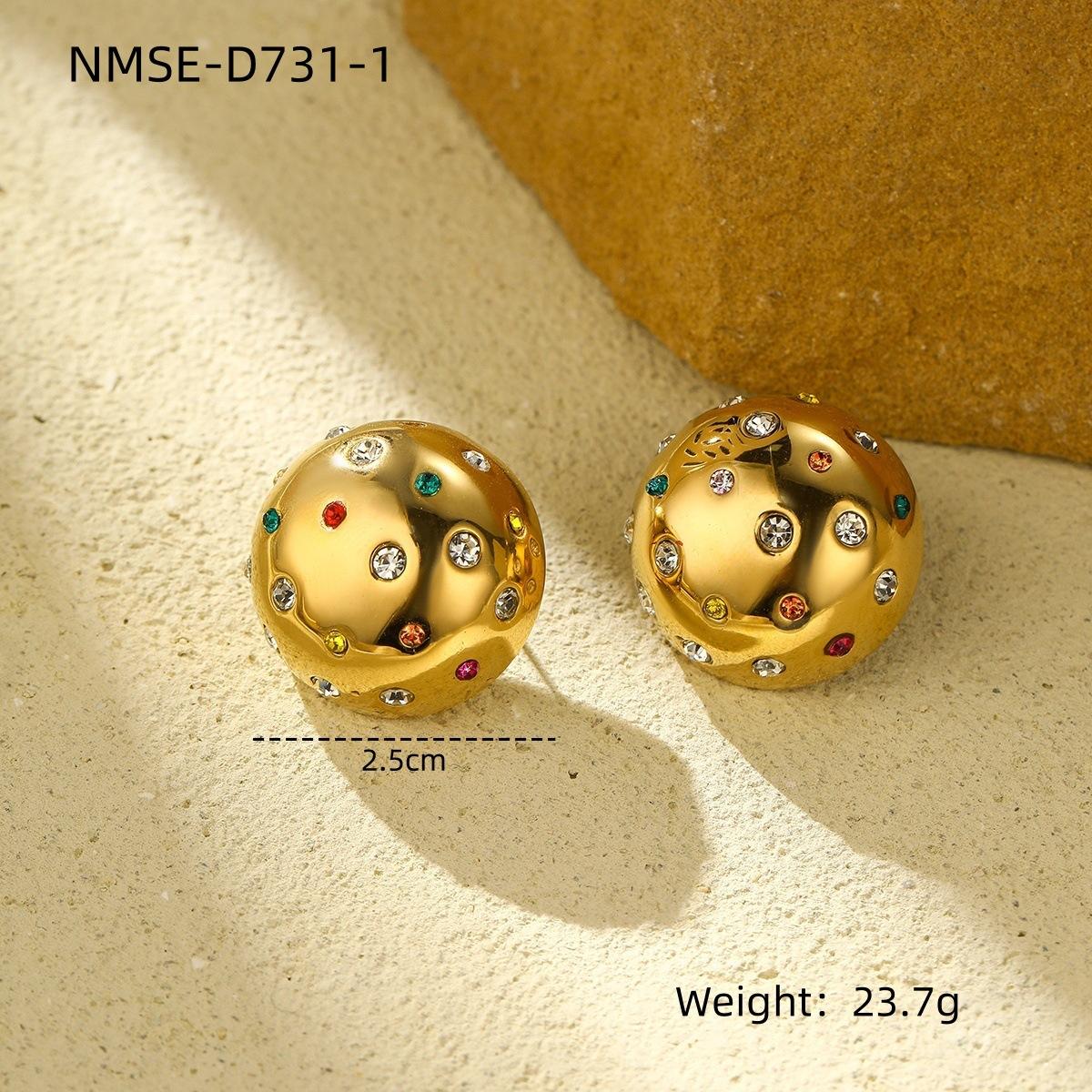 GEMCHIC Women s Retro Geometric Colorful Zircon Stainless Steel Ball Stud Earrings