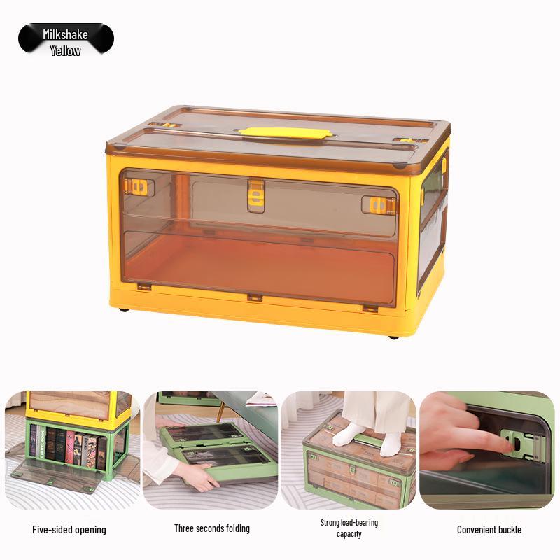 Plastic Folding Storage Box - Dustproof Quilt, Magazine, and Stationery Organizer for Home, Bedroom, and Dormitory.