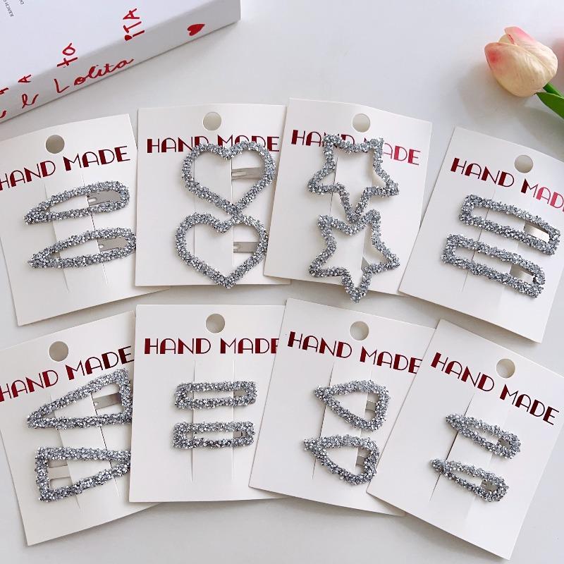 Spinka do włosów z kryształkami w kształcie serca i gwiazdy  Akcesorium do włosów na grzywkę boczną  Geometryczna pusta spinka do włosów na potylicę