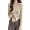 Autumn and Winter Thin Slim-fit Inside Long-sleeved Bottom Knitwear Trendy Design Sense Small Irregular Short Sweater Woman