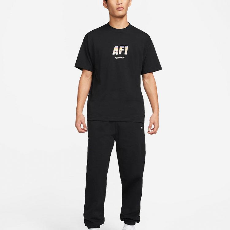 Nike Letter Print Straight-Cut Crew Neck T-Shirt Men Tops Black DR5756-010