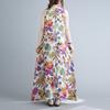 Summer Fashion Dress Women Loose Print Sleeveless Cotton Linen Dress Women's Vest Camisole Dresses