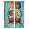 Retro Music Poster With Vinyl Gramophone Chiffon Sheer Curtains for Living Room Bedroom Window Curtain Voiles Tulle Cortinas