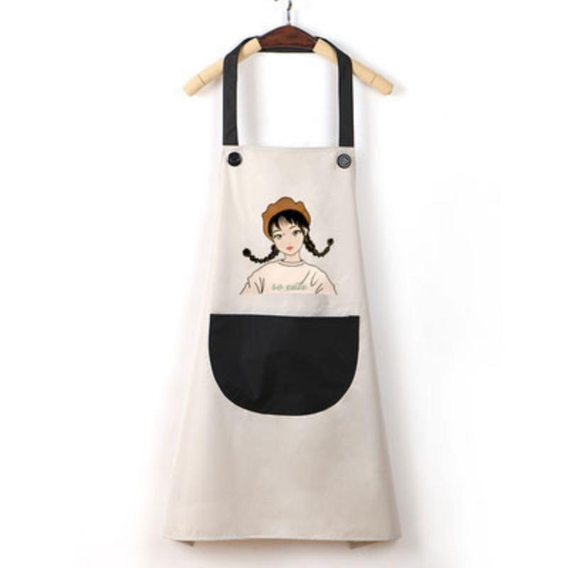 Cartoon Little Girl Apron Waterproof and Oil-proof Fashionable Apron for Kitchen Home Cooking and Housework