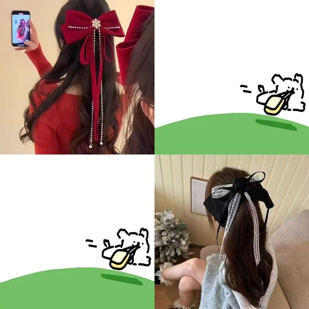 Red Velvet Snowflake Bow Hair Clip - Festive Holiday Accessory for Women