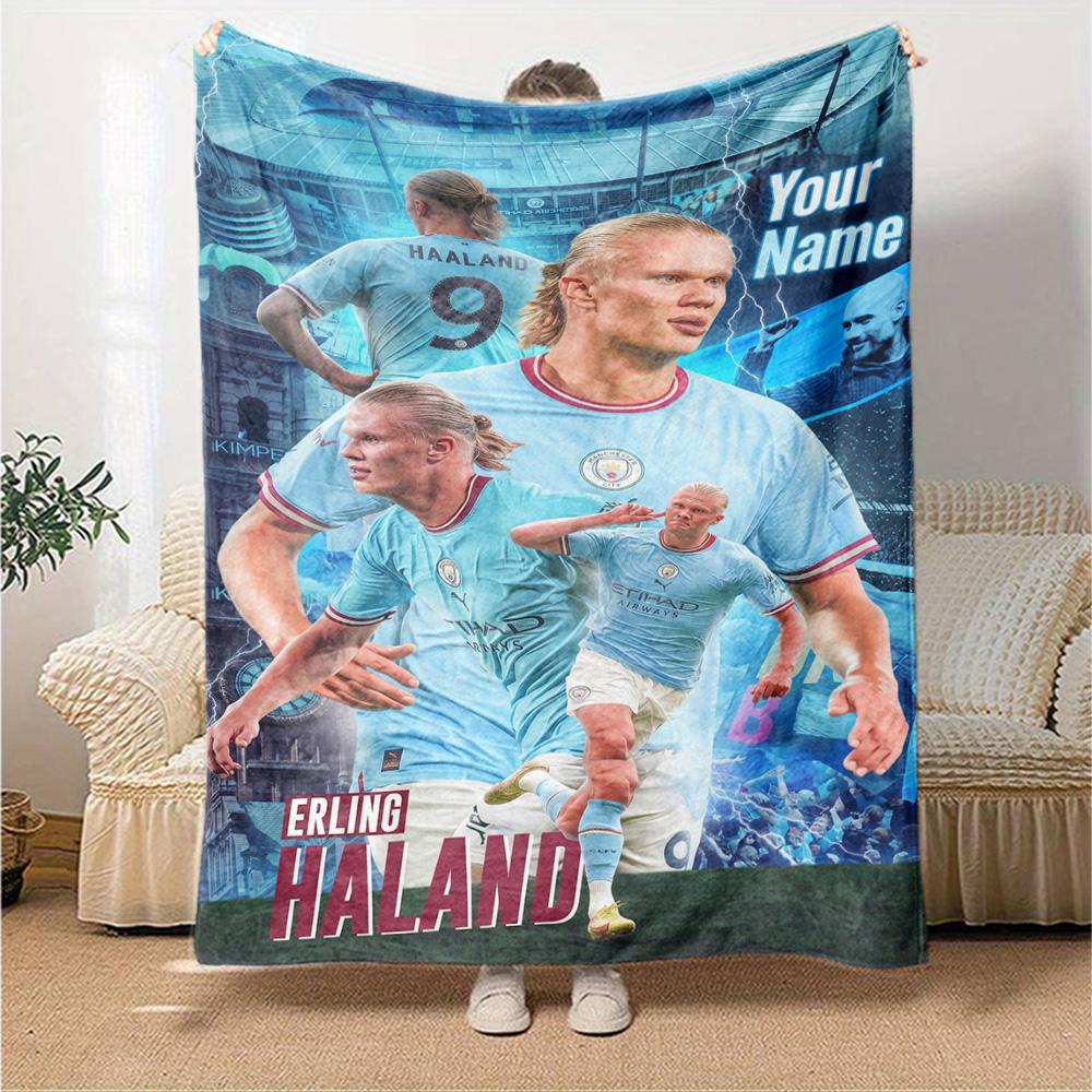 Haaland (31) Personalized Text Blanket Lightweight Customizable Blanket Soft & Cozy Great for Home Decor Office Couch Sofa Ideal for All Seasons
