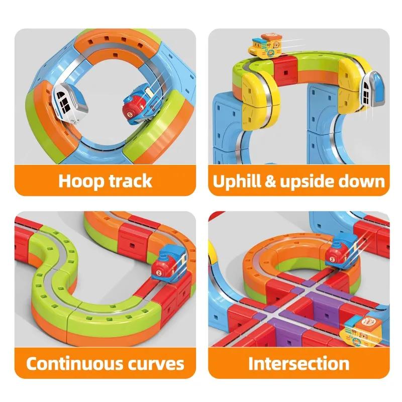 DIY Assembly of Railway Track Car Building Block Set Magic Electronic Train Track Children's Educational Toys Christmas Gifts