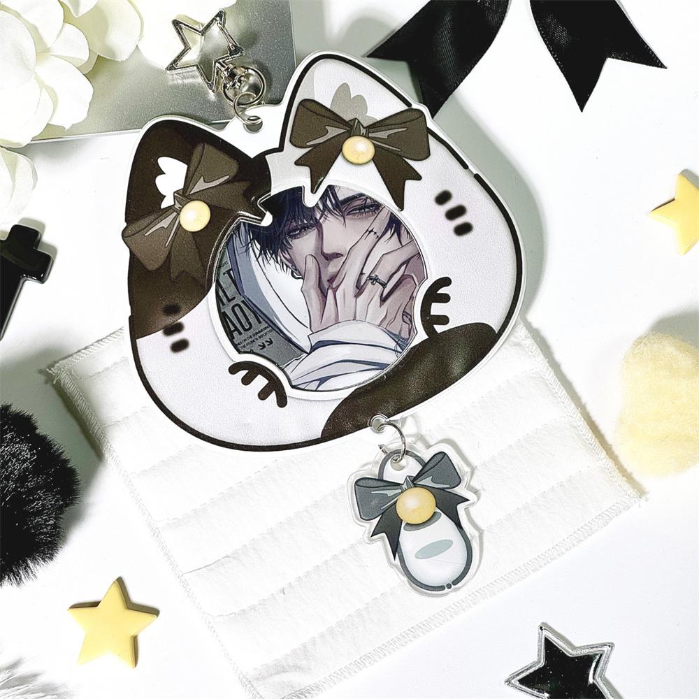 Cat Bow PVC Photocard Holder ID Card Badge Holder Photo Card Holders Transparent Display Protective Cover Backpack Pendant