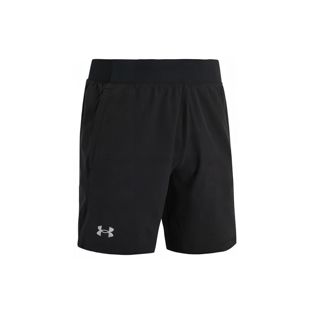 Under Armour Solid Print Small Logo Straight Shorts Men Bottoms Black 1370999-002
