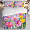 3-Piece Bedding Pillowcase Quilt Cover Set Flower Field 2D Digital Printing Suitable For Bedroom Dormitory Decoration