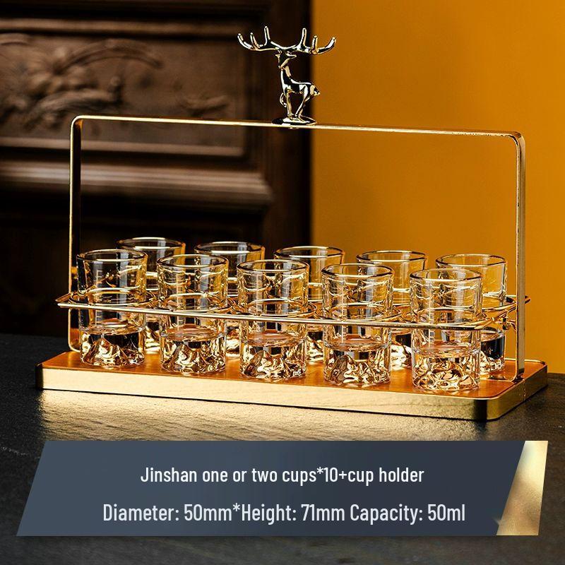 Xuankunpai Graduated Glass Baijiu & Liquor Cup Set with Rack
