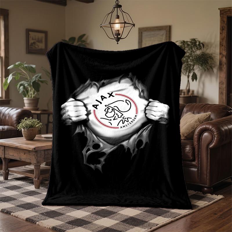 Ajax Amsterdam Print Flannel Blanket Soft Warm Sofa Bed Throw Blanket For Home Office Bedroom