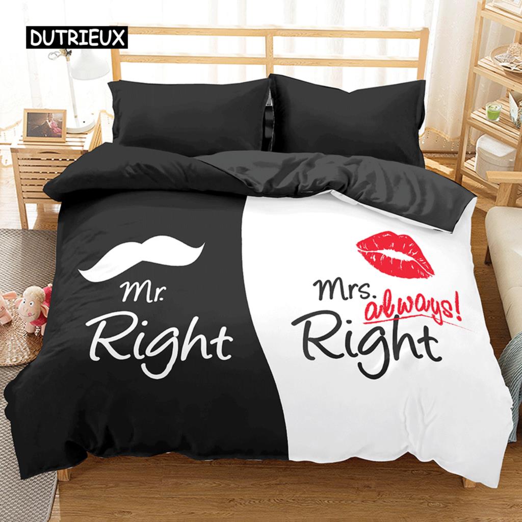 Páry Moderní Povlak na přikrývku Queen 220x240 260x240 Sada povlečení s korunkou Černá Bílá Povlak na manželskou postel 2 sp. Set pro dospělé