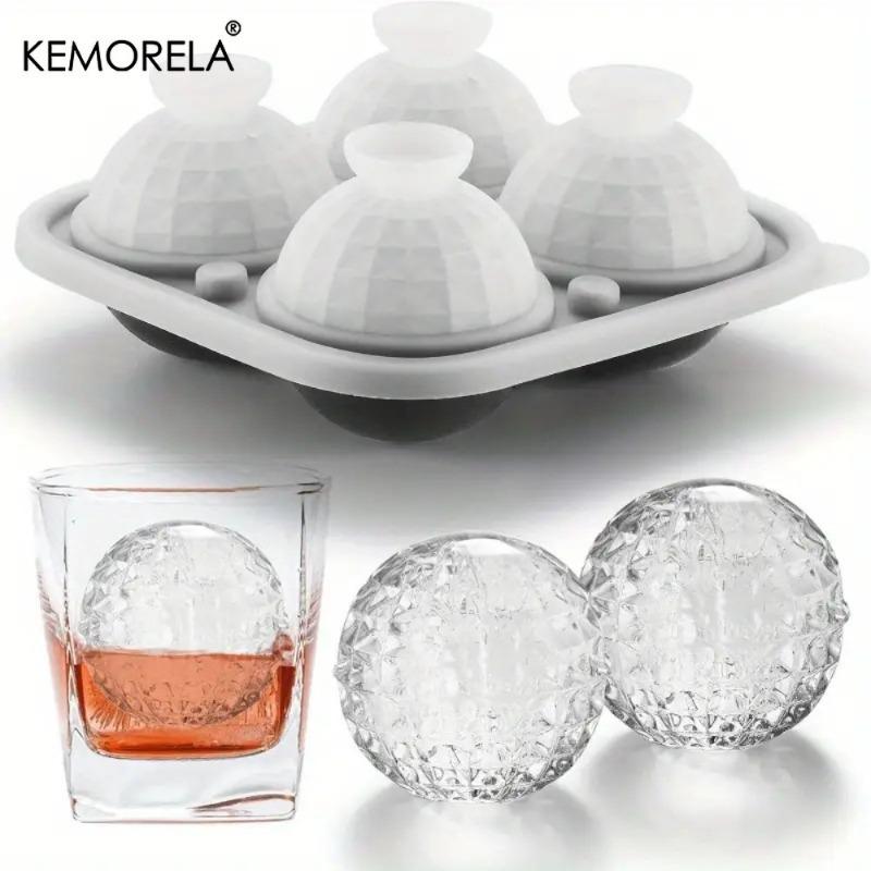 3D Silicone Crystal Spherical Ice Cube Mold With Funnel Mold Spherical Silicone Ice Cube Mold for Cocktail Whiskey Drink Brandy