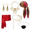 Set di Accessori Cosplay da Pirata Foulard Cintura Collana Benda sull'Occhio per Festa di Halloween