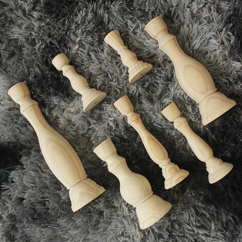 1Pcs Candle Holders Retro Unpainted Wood Classic Craft Candle Holders Wedding Party Home Decorations