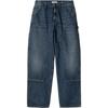 Ss25 W Brandon Double Knee Pant Loose Triple Stitch Zipper Back Pocket Square Label Casual Jeans Women Pants Blue I034462-01-4L