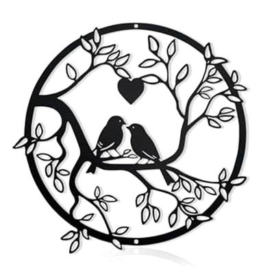 A74E-Metal Bird Wall Decor On Branch Metal Wall Art Decor Stylish Birds Metal Wall Art Hanging Decor Family Black Bird Decor, Du