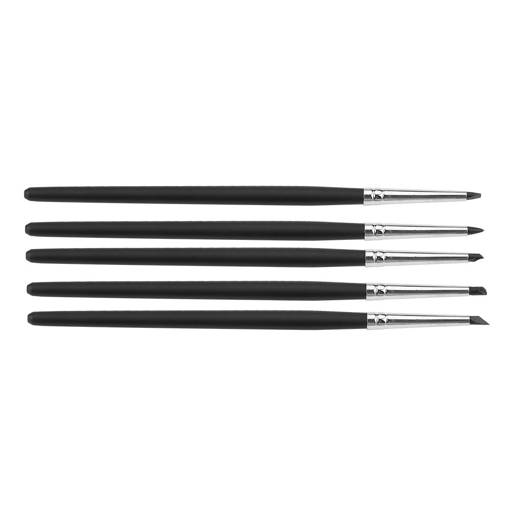 5pcsCelsiusset Silicone Soft Head Clay Pottery Moulding Pen   Craft Tool(black head)
