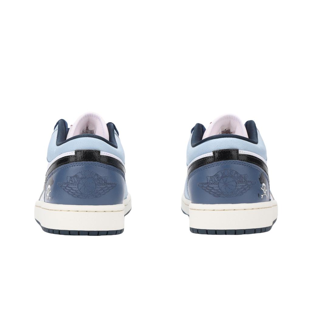 Jordan Air Jordan 1 Nautical Storm Cushioning, Wear Resistant Low Top Vintage Basketball Shoes Unisex White Blue HM3711-144(Team1335-)