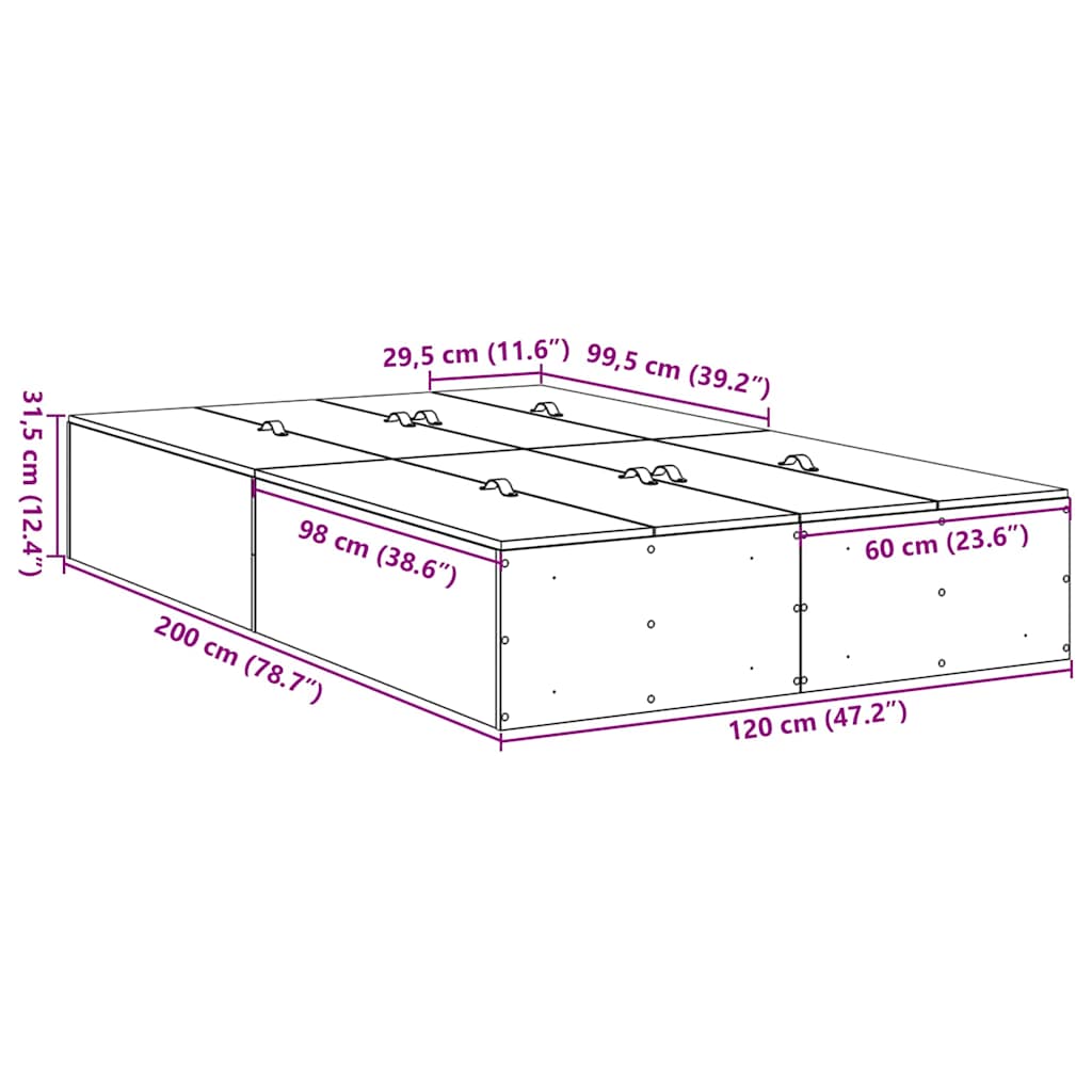 Storage Bed Frame in Sonoma Oak 120 x 200 cm