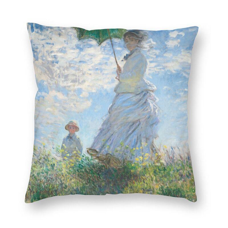 Claude Monet Printing Square Throw Pillow Cover Home Decor Printed World Famous Landscape Painting Cushion Cover For Living Room