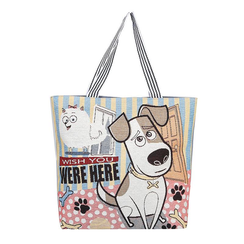 Fashion Owl Canvas Tote Bag With Embroidery And Large Capacity For Daily Use