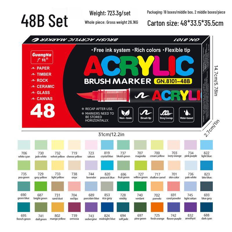 Guangna 8101 Liquid Acrylic Marker Pen, 120/240 Colors, Soft Tip for Student Art & DIY Graffiti