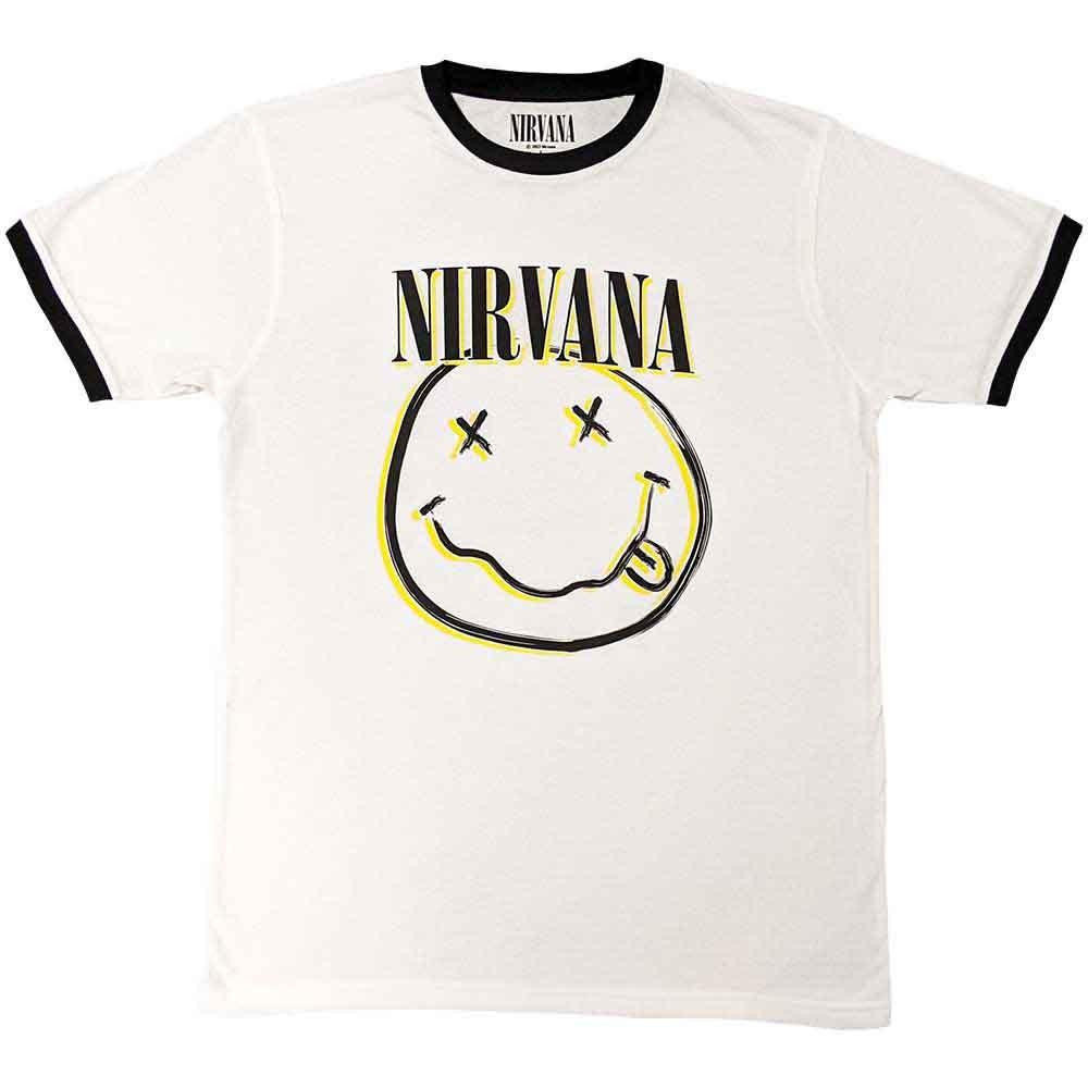 Nirvana Double Happy Face T-Shirt White New S