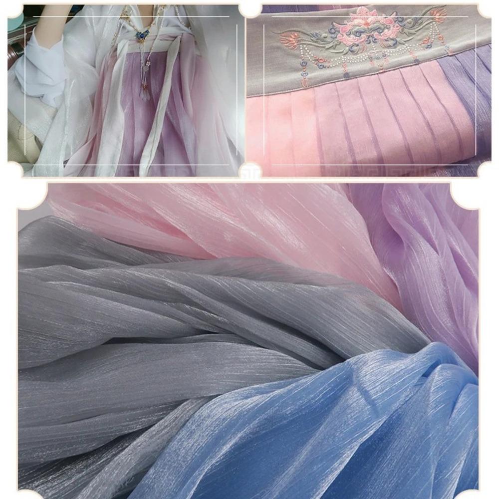 Romantic Style Water Ripple Organza Fabric 1m Bright Crepe Gauze Tulle DIY Wrinkled Fabric Wedding Decorative